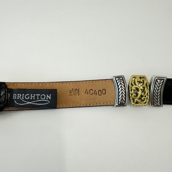 Brighton Marcus Reversible Leather Belt Brown Black Two Tone Gold Silver M/L - Picture 10 of 11